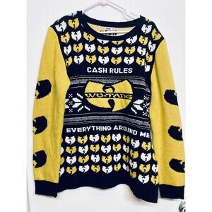 Hulu Wu-Tang Clan Sweater Mens XL Black Yellow‎ C.R.E.A.M. American Saga Knit